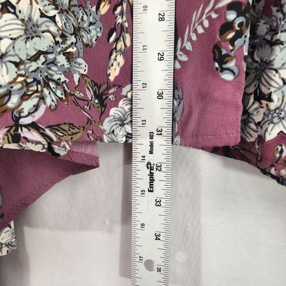 Torrid Purple  Floral Tie Waist Short Sleeve Top Blouse 5X V Neck Babydoll - Picture 4 of 7